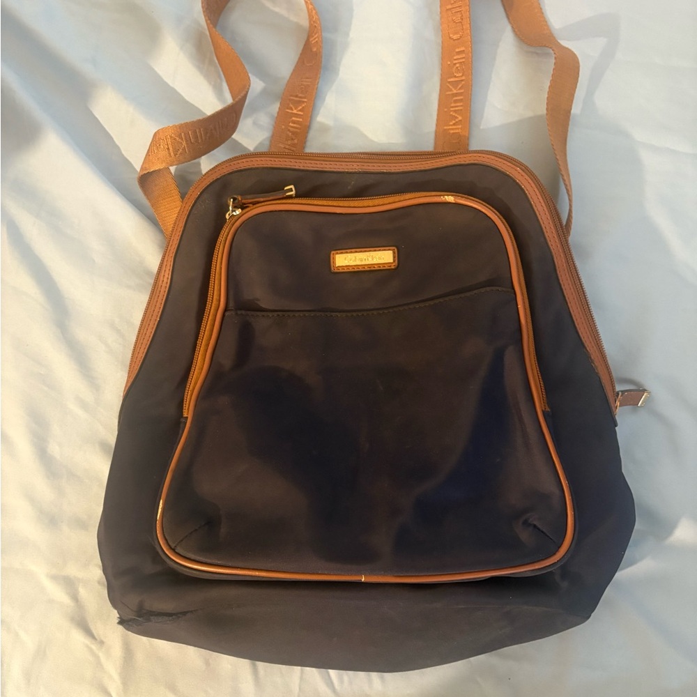 Vintage Calvin Klein Black and Brown Women's Backpack